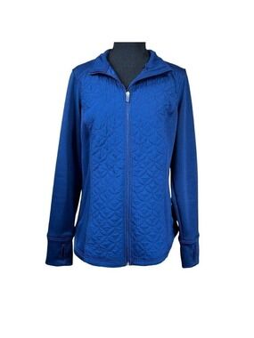 FILA Sport Women's Blue Quilted Long Sleeve Full Zip Activewear Jacket Size L